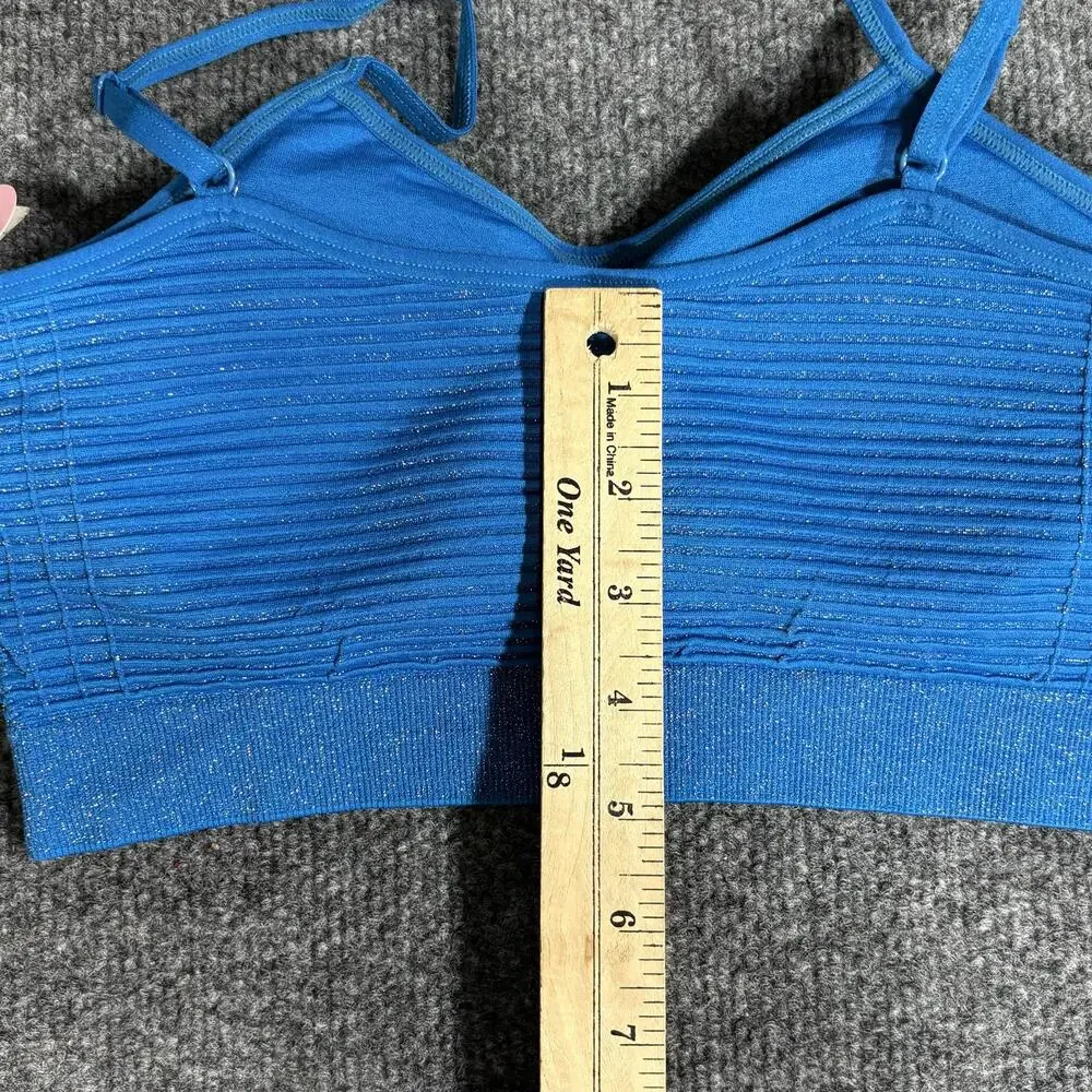 Anemone Bra Womens One Size Blue Glitter Bralette Seamless Adjustable Straps New